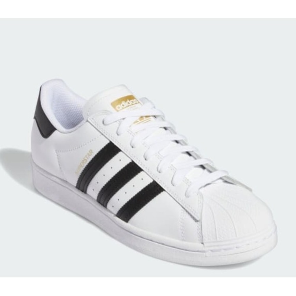 Adidas Shoes Mens 12 Superstar Black White Gold OG Sneakers EG4958